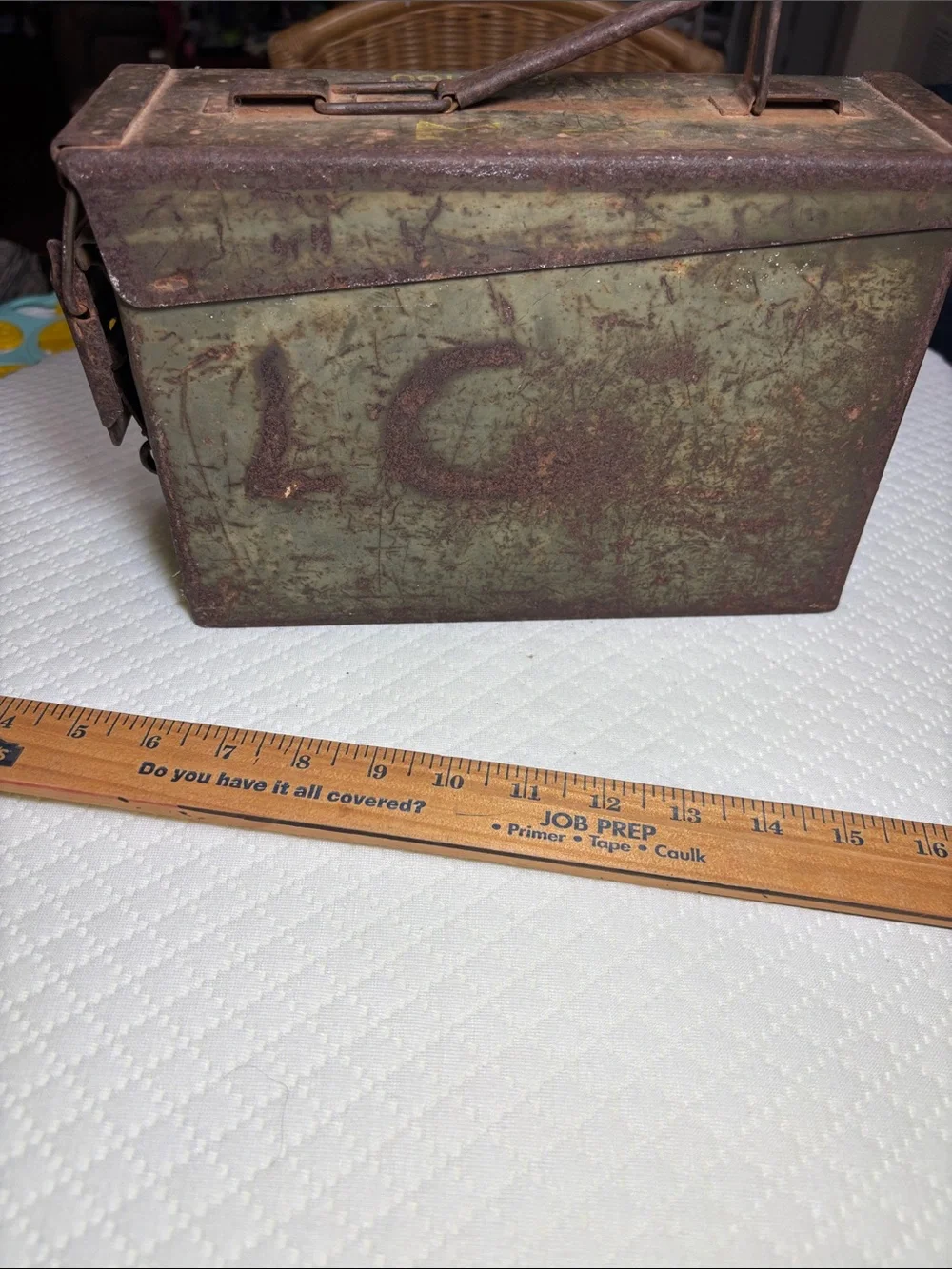 Vintage Olive Green Metal Ammo Box Storage Case